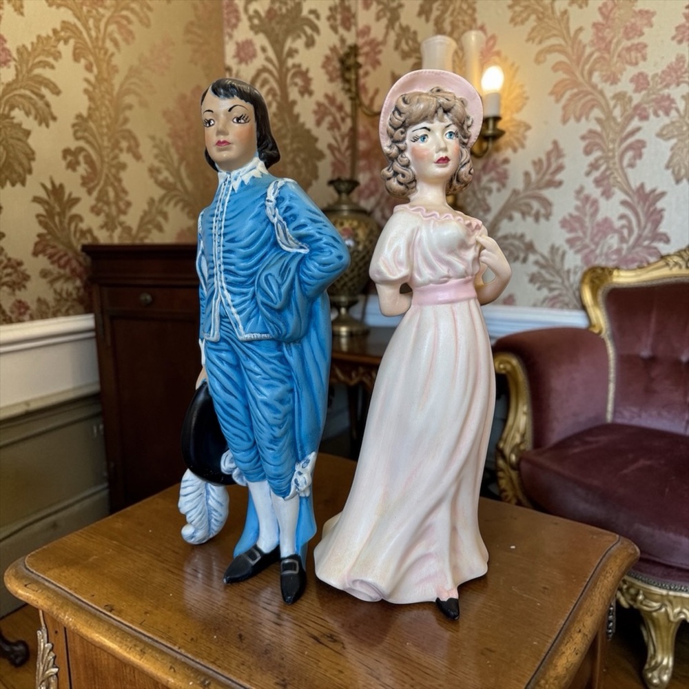 Vintage Holland Mold 12" Pinkie & The Blue Boy Ceramic Figurines Set
